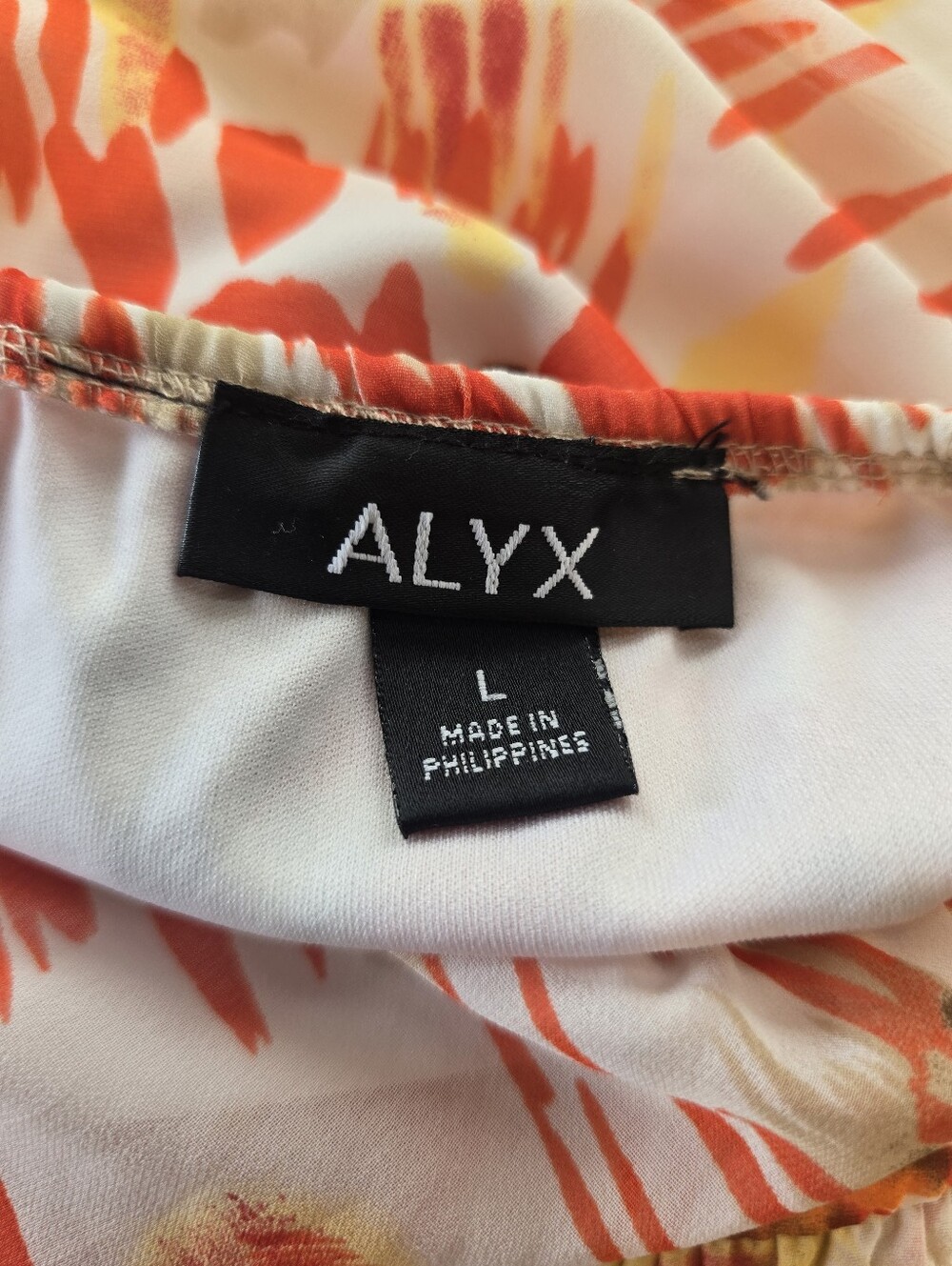 Alyx Tropical Print Multicolor Orange White Halter Top Blouse L - Picture 6 of 9